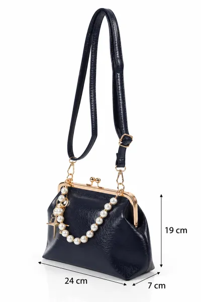 Lacivert Burslu Charm Detaylı Kadın El Kol ve Omuz Çantası 499252
