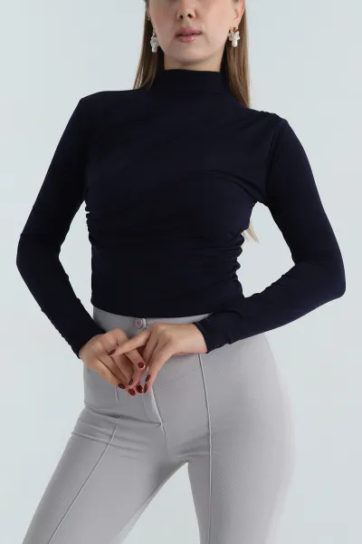 Lacivert Büzgülü Sandy Kadın Bluz 397575