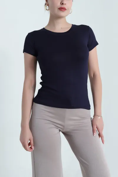Lacivert Buzzy Likralı Kadın Body Bluz 478328