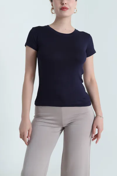 Lacivert Buzzy Likralı Kadın Body Bluz 478328