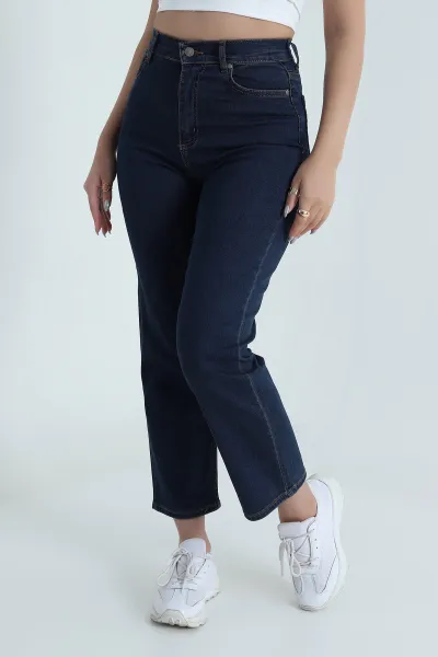 Lacivert Cepli Likralı Boyfit Kadın Kot Pantolon 482575