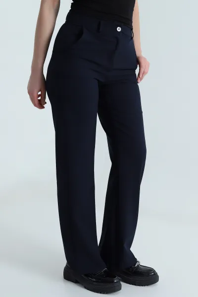Lacivert Cepli Poliviskon Kadın Pantolon 494392