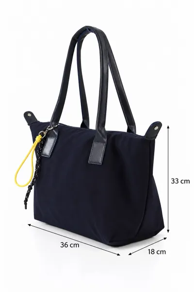 Lacivert Charm Detaylı Fermuarlı Kadın Omuz Çantası 499230