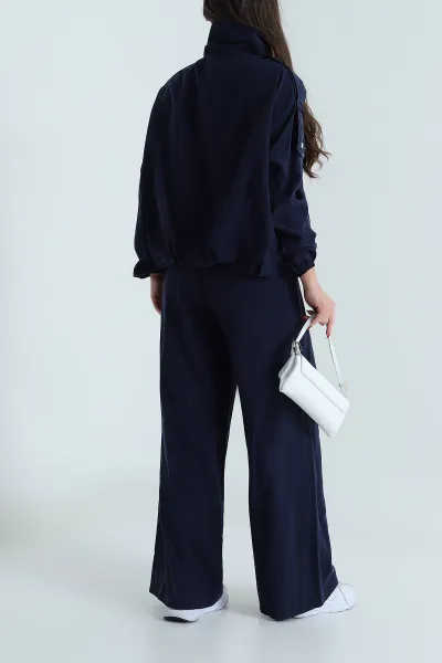 Lacivert Çıtçıtlı Ceket Pantolon Modal Kadın İkili Takım 492784