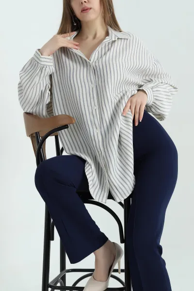 lacivert-cizgili-oversize-bayan-keten-gomlek-336978