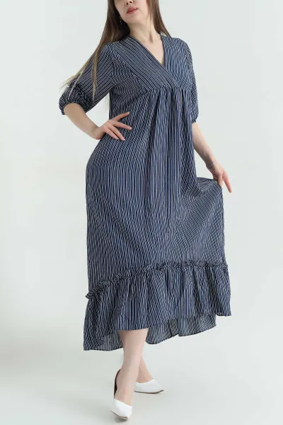 lacivert-cizgili-oversize-dokuma-kadin-elbise-355263