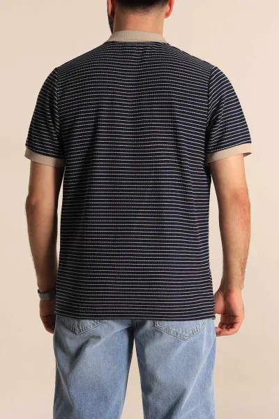 Lacivert Çizgili Regular Fit Polo Yaka Erkek Tişört 277108