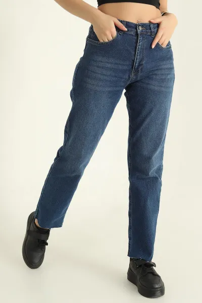 Lacivert Comford Likralı Kadın Kot Pantolon 325855