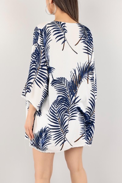 Lacivert Dantel Tasarım Dokuma Kimono 111768