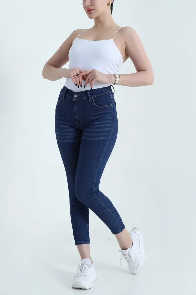 Lacivert Dar Paça Slim Fit Kadın Kot Pantolon 453061