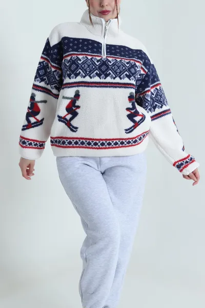 lacivert-desenli-uzun-kollu-teddy-kadin-sweat-482453