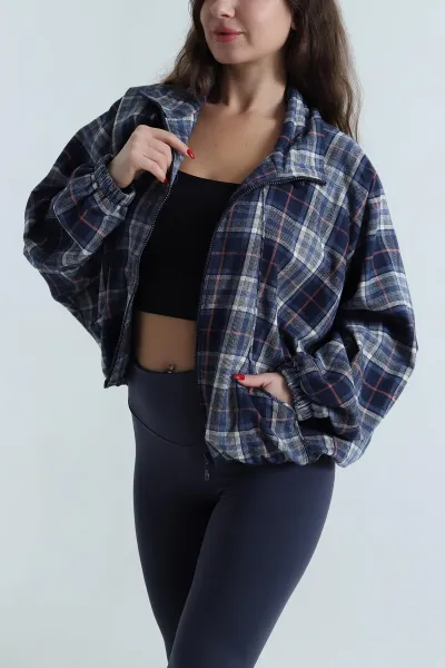 Lacivert Dik Yaka Reglan Kadın Ceket 496032
