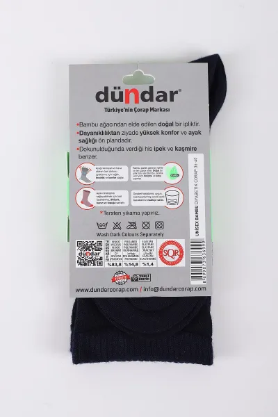 Lacivert Dört Mevsim Unisex Bambu Diyabetik Çorap (36-40) 423030