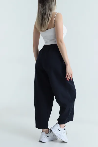 Lacivert Double Face Bol Paça Kadın Pantolon 493246