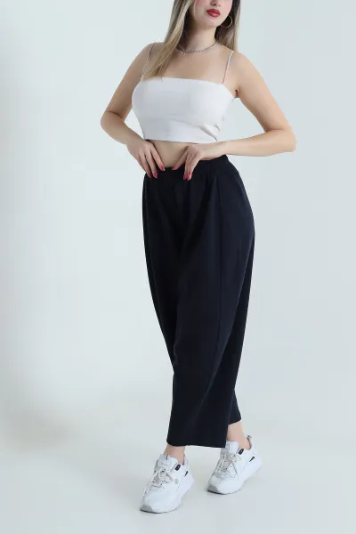Lacivert Double Face Bol Paça Kadın Pantolon 493246