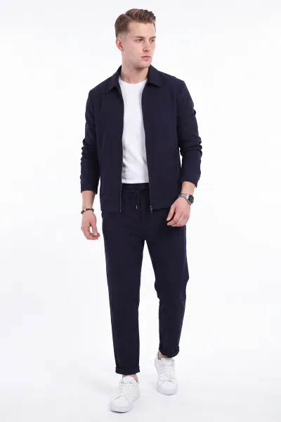 Lacivert Double Kumaş Ceketli Erkek İkili Takım 469588