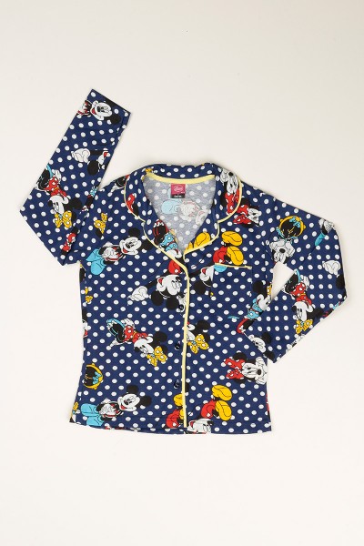 Lacivert Düğmeli Kız Çocuk Pijama Takımı 77887
