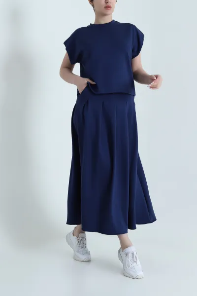 Lacivert Etek Bluz Modal Kadın İkili Takım 461549