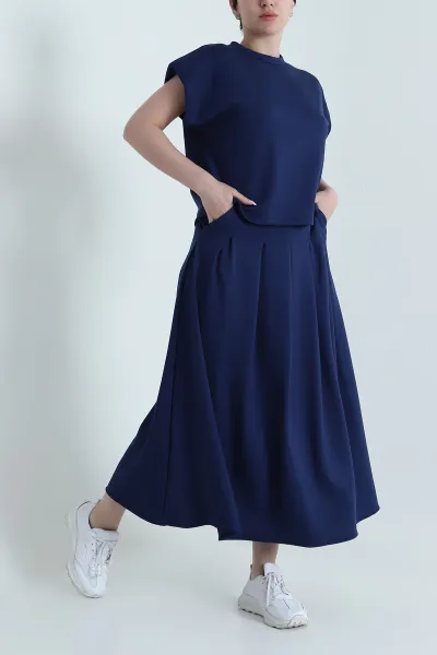 Lacivert Etek Bluz Modal Kadın İkili Takım 461549