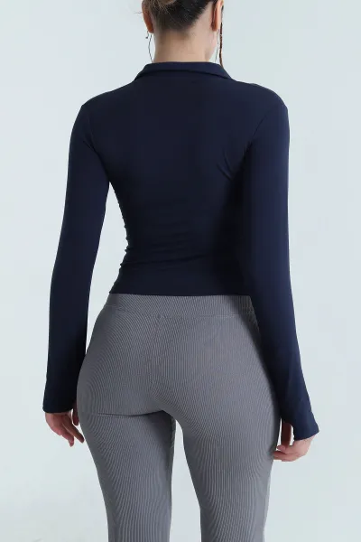 Lacivert Fermuarlı Belize Kadın Bluz 482777