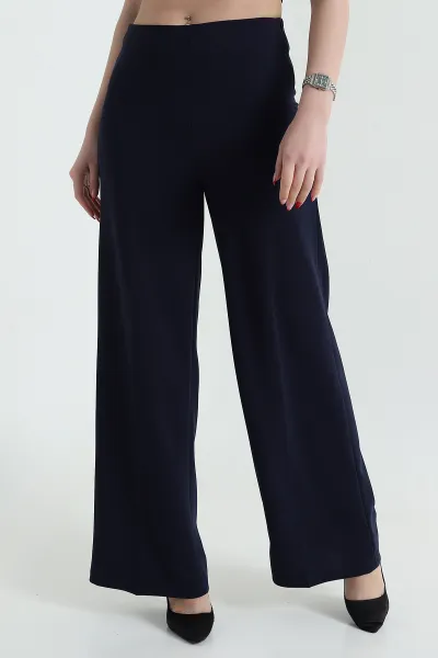 Lacivert Fermuarlı Crep Kadın Pantolon 435683