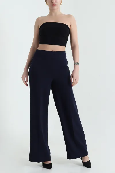 Lacivert Fermuarlı Crep Kadın Pantolon 435683