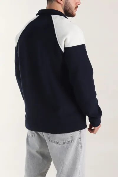 Lacivert Fermuarlı Dik Yaka Polar Kumaş Erkek Sweatshirt 404306