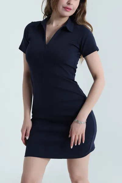 lacivert-fermuarli-polo-yaka-interlok-kadin-elbise-473882