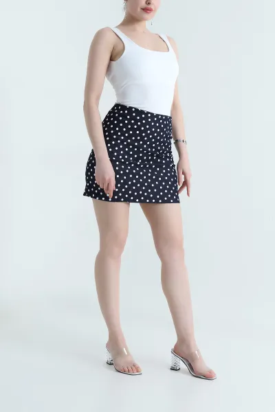 Lacivert Fermuarlı Puatiyeli Kadın Denim Etek 454955
