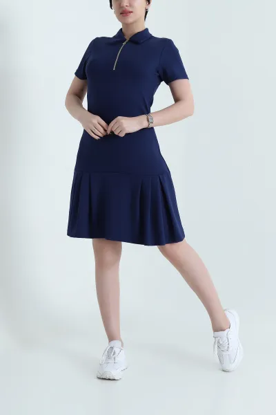 Lacivert Fermuarlı Taka Modal Kadın Elbise 454502