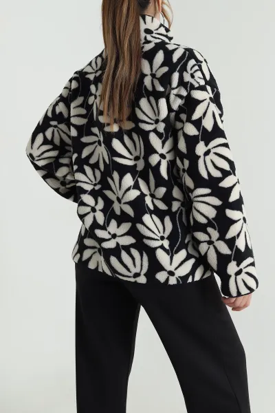 Lacivert Fermuarlı Teddy Kadın Sweat 483917