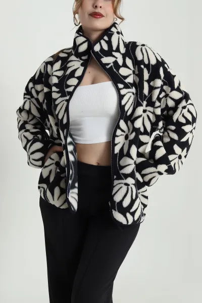 Lacivert Fermuarlı Teddy Kadın Sweat 483917