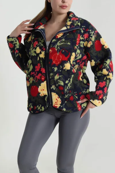 Lacivert Fermuarlı Teddy Kadın Sweat 484974