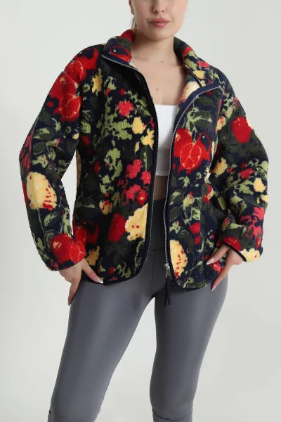 Lacivert Fermuarlı Teddy Kadın Sweat 484974