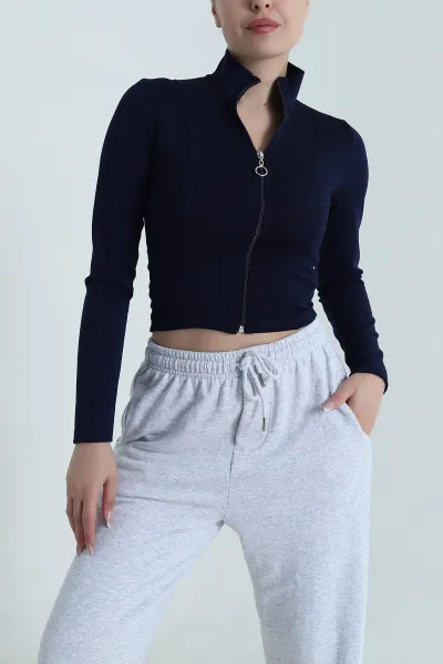 Lacivert Fermuarlı Yeni Sezon Kadın Bluz 487741