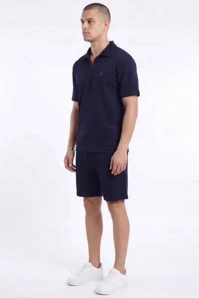 Lacivert Fino Polo Yaka Erkek Şortlu Takım 473068