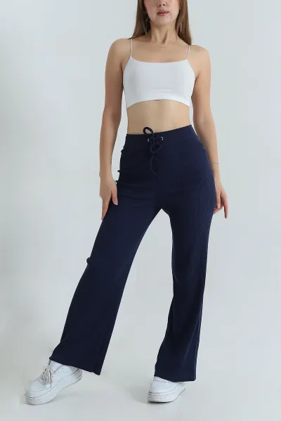 Lacivert Fitilli Likralı Kadın Pantolon 400782