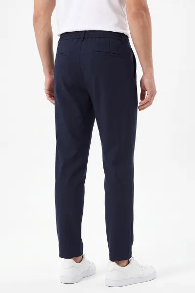 Lacivert Gabardin Kumaş Bağlamalı Erkek Pantolon 491671
