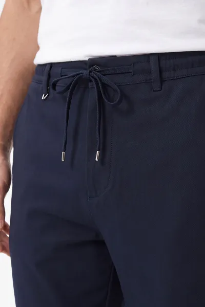 Lacivert Gabardin Kumaş Bağlamalı Erkek Pantolon 491671