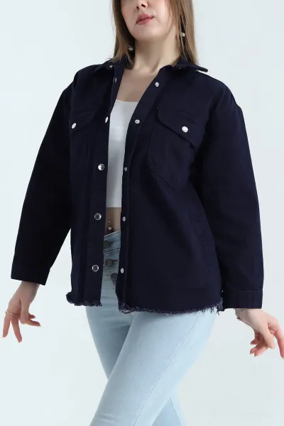 Lacivert Gabardin Kumaş Püsküllü Gömlek Ceket 337998