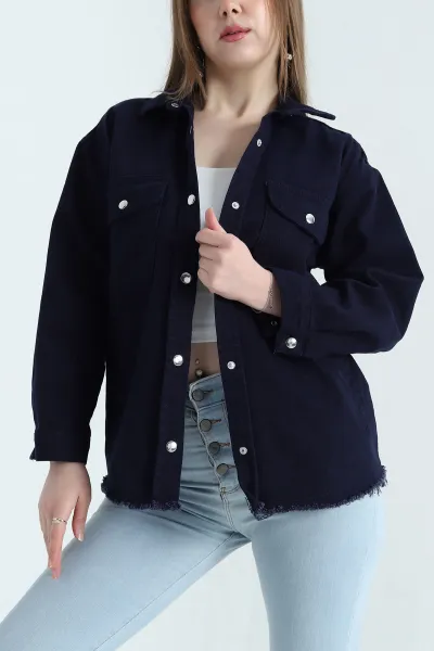Lacivert Gabardin Kumaş Püsküllü Gömlek Ceket 337998
