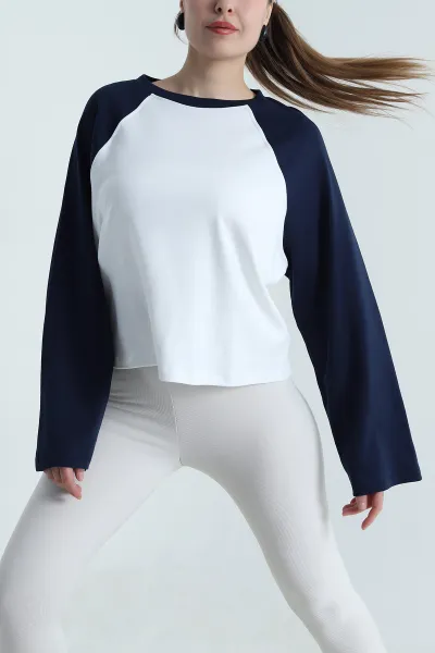 Lacivert Garnili Likralı Kadın Bluz 495308