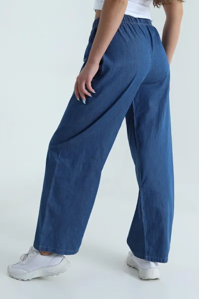 Lacivert Geniş Paça Kadın Kot Pantolon 481509