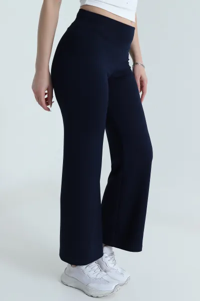 Lacivert Geniş Paça Modal Kadın Pantolon 490724
