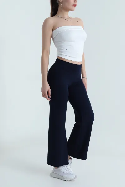 Lacivert Geniş Paça Modal Kadın Pantolon 490724