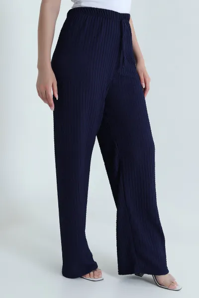 Lacivert Gofre Palazzo Kadın Pantolon 466095