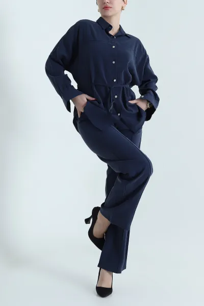 lacivert-gomlek-pantolon-modal-kadin-ikili-takim-438226