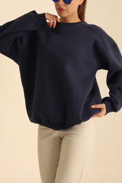 Lacivert İçi Şardonlu Oversize Sweat 213338