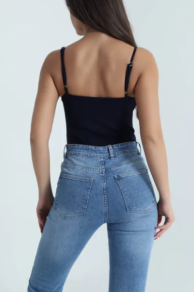 Lacivert İp Askılı Oysho Kadın Zıbın Bluz 475262
