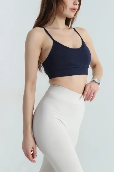 Lacivert İp Askılı Pedli Büstiyer 411376